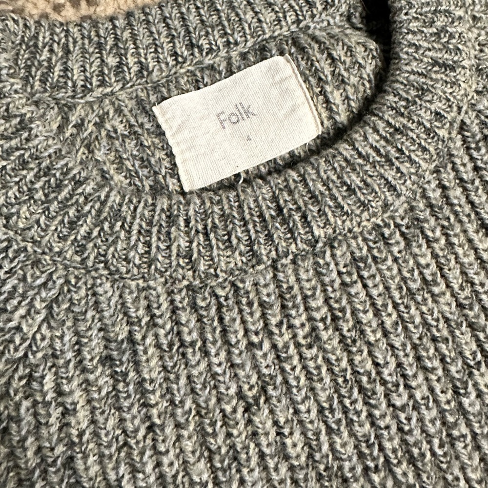 Folk Mixed Yarn Knit Crew Sweater Size 4 - Picture 5 of 6